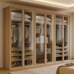 Guarda-roupa Casal Reflecta Com Led 6 Portas 100% Mdf Solaris Amêndoa Clean