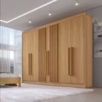 Guarda Roupa Casal Ripado 6 Portas 6 Gavetas E 1 Gaveta Com Chave Dobradiça Slow Zeus Plus Cinamomo
