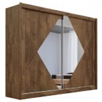 Guarda-roupa Casal Santorini 2 Portas 4 Gavetas Espelhado 100% Mdf Brauna/off White - Europa Móveis - Imagem 3