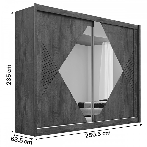 Guarda-roupa Casal Santorini 2 Portas 4 Gavetas Espelhado 100% Mdf Brauna/off White - Europa Móveis - Imagem 4
