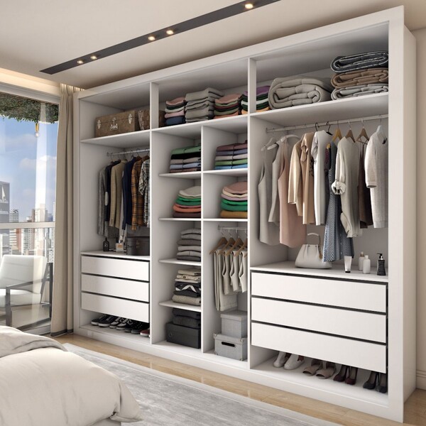 Guarda-roupa Casal Severo 6 Portas 6 Gavetas Branco - Panorama Móveis - Imagem 4