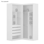 Guarda-roupa De Canto 4 Portas 4 Gavetas Tuim Yescasa Branco Fosco Liso - Imagem 5