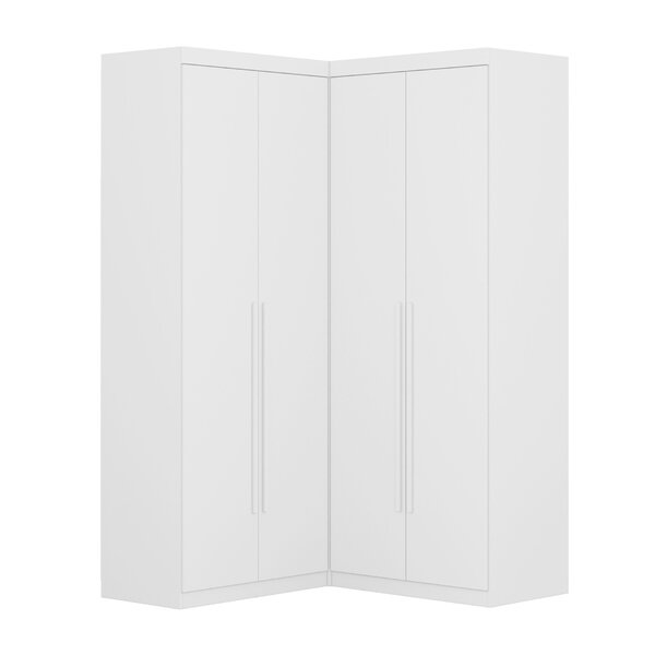 Guarda-roupa De Canto 4 Portas 4 Gavetas Tuim Yescasa Branco Fosco Liso - Imagem 4