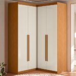 Guarda Roupa De Canto 4 Portas 4 Gavetas Tuim Yescasa Cinamomo/off White