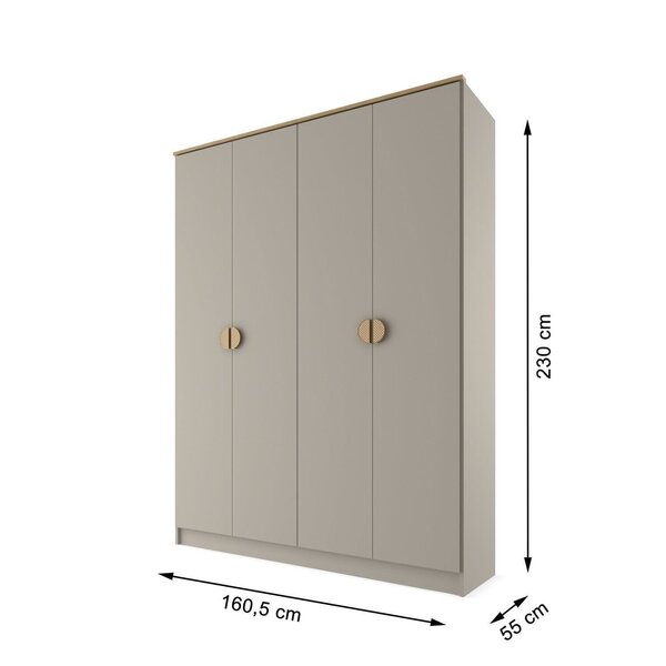 Guarda-roupa Solteiro 100% Mdf Bp 4 Portas 2 Gavetas Asti Panna - Imagem 4