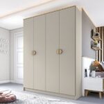 Guarda-roupa Solteiro 100% Mdf Bp 4 Portas 2 Gavetas Asti Panna