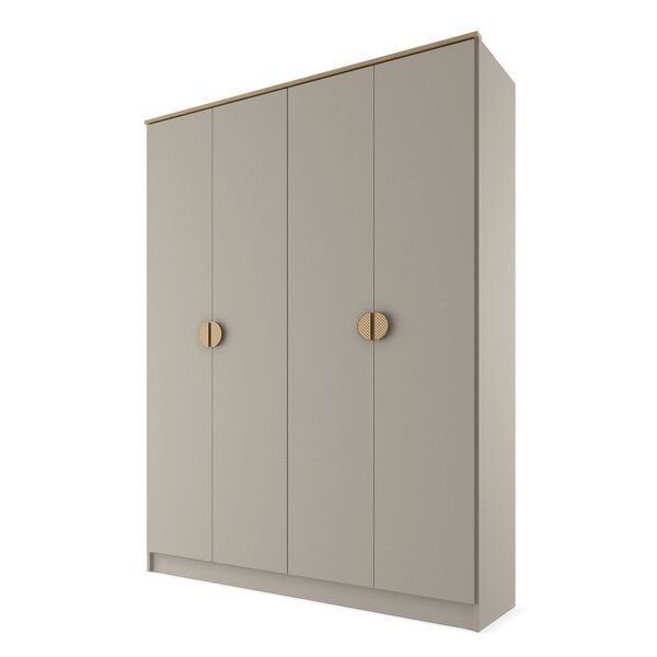 Guarda-roupa Solteiro 100% Mdf Bp 4 Portas 2 Gavetas Asti Panna - Imagem 6