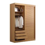 Guarda-roupa Solteiro 2 Portas 1 Porta Ripada Samambaia Cabecasa Madeiraoriginals Carvalho - Imagem 7