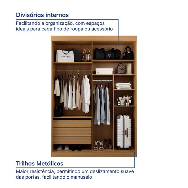Guarda-roupa Solteiro 2 Portas 1 Porta Ripada Samambaia Cabecasa Madeiraoriginals Carvalho - Imagem 9