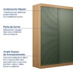 Guarda-roupa Solteiro 2 Portas 1 Porta Ripada Samambaia Cabecasa Madeiraoriginals Carvalho/verde - Imagem 7