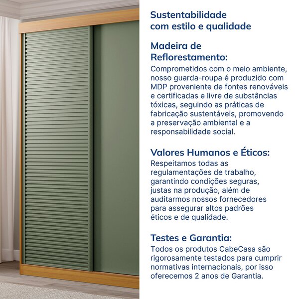 Guarda-roupa Solteiro 2 Portas 1 Porta Ripada Samambaia Cabecasa Madeiraoriginals Carvalho/verde - Imagem 3
