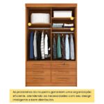 Guarda Roupa Solteiro 2 Portas 6 Gavetas 133cm Chicago Cinamomo - Imagem 3