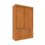 Guarda Roupa Solteiro 2 Portas 6 Gavetas 133cm Chicago Cinamomo - Imagem 7