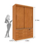 Guarda Roupa Solteiro 2 Portas 6 Gavetas 133cm Chicago Cinamomo - Imagem 8