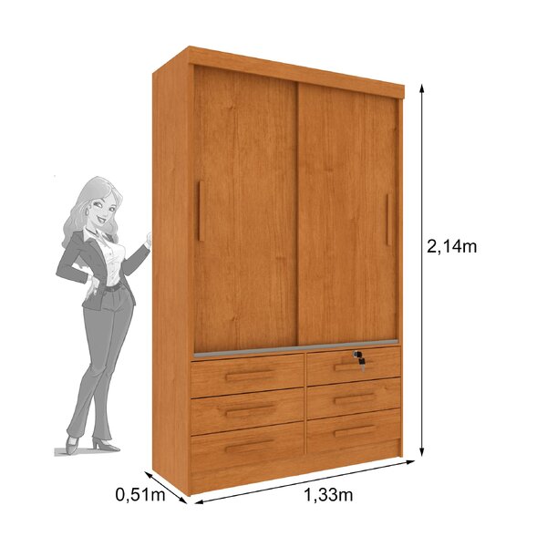 Guarda Roupa Solteiro 2 Portas 6 Gavetas 133cm Chicago Cinamomo - Imagem 8