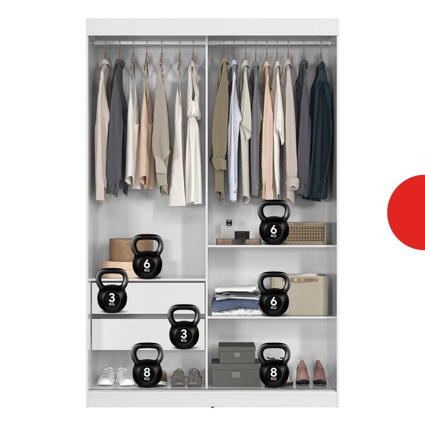 Guarda-roupa Solteiro 2 Portas De Correr 2 Gavetas E Espelho Peônia Yescasa Branco - Imagem 6