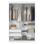 Guarda-roupa Solteiro 2 Portas De Correr 2 Gavetas E Espelho Peônia Yescasa Branco - Imagem 7