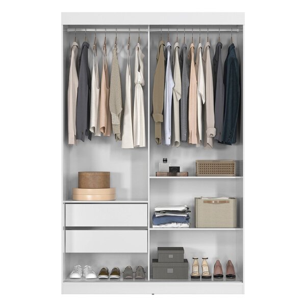 Guarda-roupa Solteiro 2 Portas De Correr 2 Gavetas E Espelho Peônia Yescasa Branco - Imagem 7