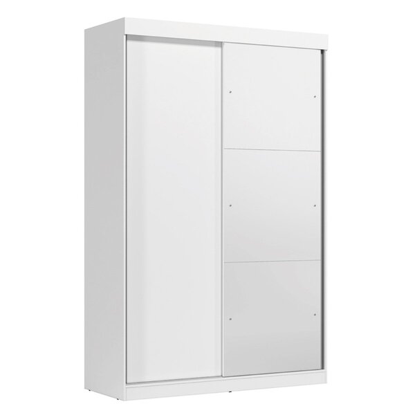 Guarda-roupa Solteiro 2 Portas De Correr 2 Gavetas E Espelho Peônia Yescasa Branco - Imagem 3