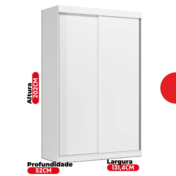 Guarda-roupa Solteiro 2 Portas De Correr 2 Gavetas Peônia Yescasa Branco - Imagem 6