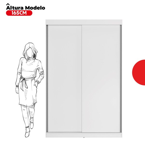 Guarda-roupa Solteiro 2 Portas De Correr 2 Gavetas Peônia Yescasa Branco - Imagem 4