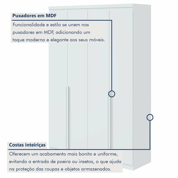 Guarda-roupa Solteiro 4 Portas 2 Gavetas Alonzo 100% Mdf - Imagem 6