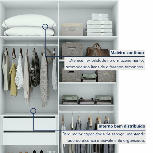 Guarda-roupa Solteiro 4 Portas 2 Gavetas Alonzo 100% Mdf - Imagem 5