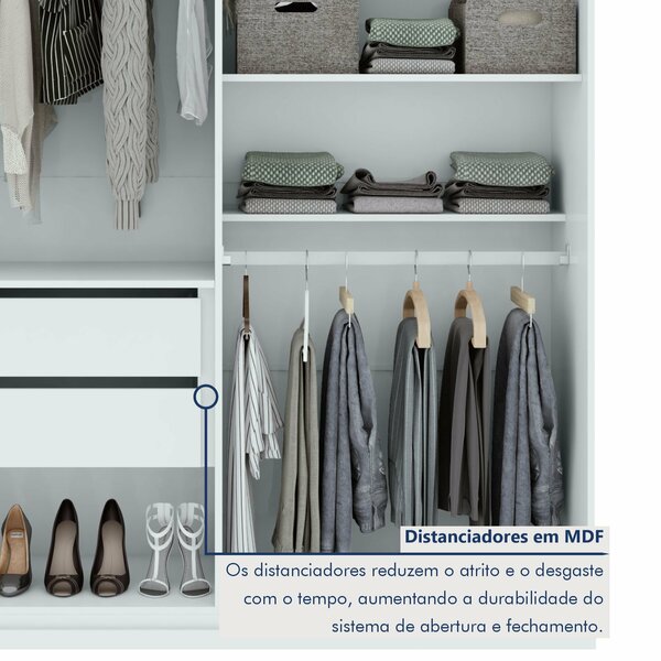 Guarda-roupa Solteiro 4 Portas 2 Gavetas Alonzo 100% Mdf - Imagem 8