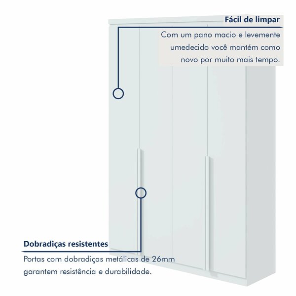 Guarda-roupa Solteiro 4 Portas 2 Gavetas Alonzo 100% Mdf - Imagem 9