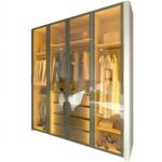 Guarda-roupa Solteiro 4 Portas Reflecta Com Pés E Led 100% Mdf Innova Off White - Imagem 3