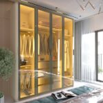 Guarda-roupa Solteiro 4 Portas Reflecta Com Pés E Led 100% Mdf Innova Off White