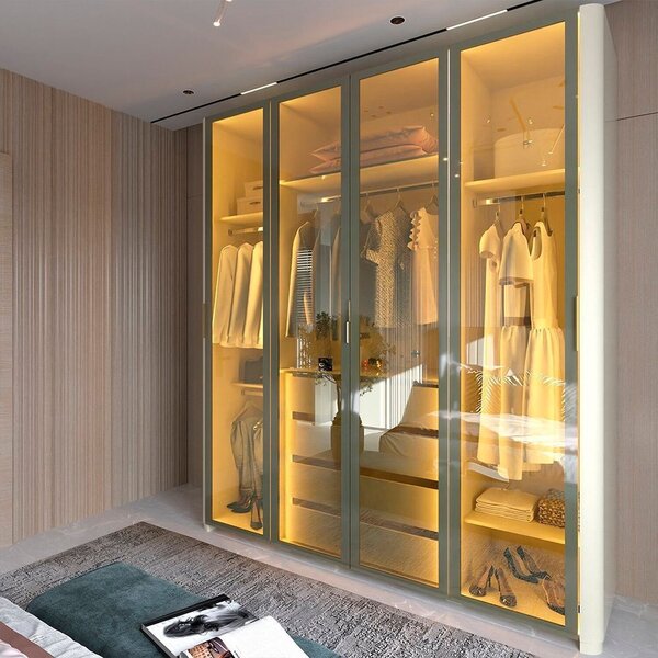 Guarda-roupa Solteiro 4 Portas Reflecta Com Pés E Led 100% Mdf Innova Off White - Imagem 7