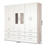Guarda-roupa Solteiro Bergamo 6 Portas 9 Gavetas Com Espelho Branco - Evidencia Móveis - Imagem 3