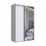 Guarda-roupa Solteiro Com Espelho 2 Portas De Correr Rc2205 Branco - Imagem 2
