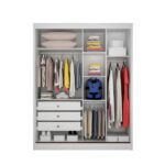 Guarda Roupa Solteiro Em Mdf 2 Portas 3 Gavetas Ávila Branco - Imagem 7