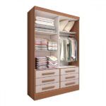 Guarda-roupa Solteiro Guaianases 2 Portas 6 Gavetas Cinamomo/off White - Panorama Móveis - Imagem 3