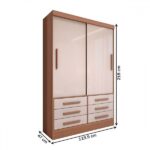 Guarda-roupa Solteiro Guaianases 2 Portas 6 Gavetas Cinamomo/off White - Panorama Móveis - Imagem 2