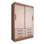 Guarda-roupa Solteiro Guaianases 2 Portas 6 Gavetas Cinamomo/off White - Panorama Móveis - Imagem 4