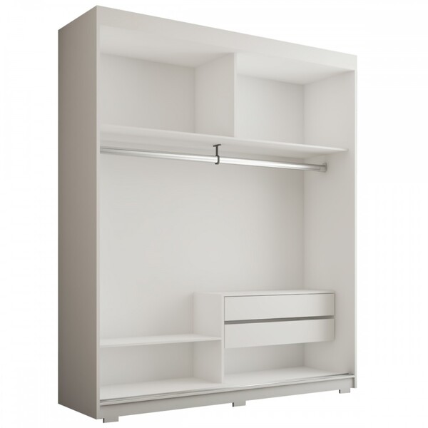 Guarda-roupa Solteiro La Paz 2 Portas 2 Gavetas Com Espelho Branco - Panorama Móveis - Imagem 3