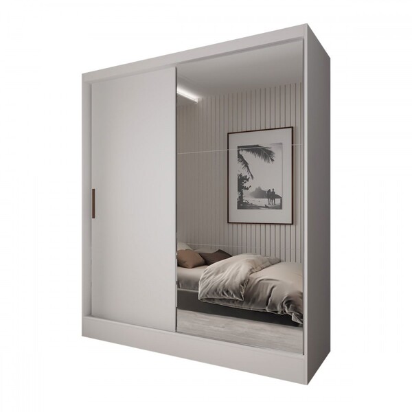 Guarda-roupa Solteiro La Paz 2 Portas 2 Gavetas Com Espelho Branco - Panorama Móveis - Imagem 4