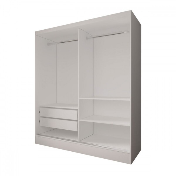 Guarda-roupa Solteiro La Paz 2 Portas 2 Gavetas Com Espelho Branco - Panorama Móveis - Imagem 5