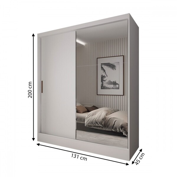 Guarda-roupa Solteiro La Paz 2 Portas 2 Gavetas Com Espelho Branco - Panorama Móveis - Imagem 6