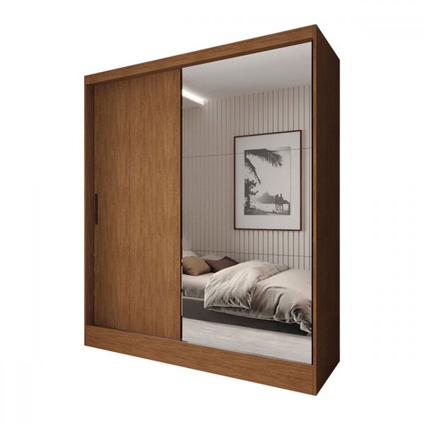 Guarda-roupa Solteiro La Paz 2 Portas 2 Gavetas Com Espelho Naturale Tx - Panorama Móveis - Imagem 4