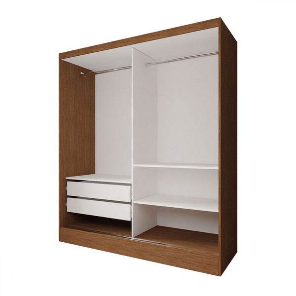 Guarda-roupa Solteiro La Paz 2 Portas 2 Gavetas Com Espelho Naturale Tx - Panorama Móveis - Imagem 6