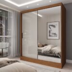 Guarda-roupa Solteiro La Paz 2 Portas 2 Gavetas Com Espelho Preto - Panorama Móveis