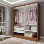 Guarda-roupa Solteiro La Paz 2 Portas 2 Gavetas Com Espelho Preto - Panorama Móveis - Imagem 3