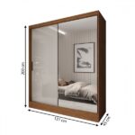 Guarda-roupa Solteiro La Paz 2 Portas 2 Gavetas Com Espelho Preto - Panorama Móveis - Imagem 2