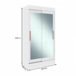 Guarda-roupa Solteiro Lyon 2 Portas De Correr 2 Gavetas Espelhado Branco - Doripel Móveis - Imagem 2