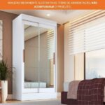 Guarda-roupa Solteiro Lyon 2 Portas De Correr 2 Gavetas Espelhado Branco - Doripel Móveis - Imagem 4