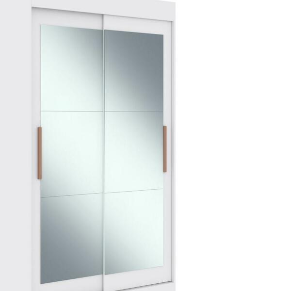 Guarda-roupa Solteiro Lyon 2 Portas De Correr 2 Gavetas Espelhado Branco - Doripel Móveis - Imagem 3